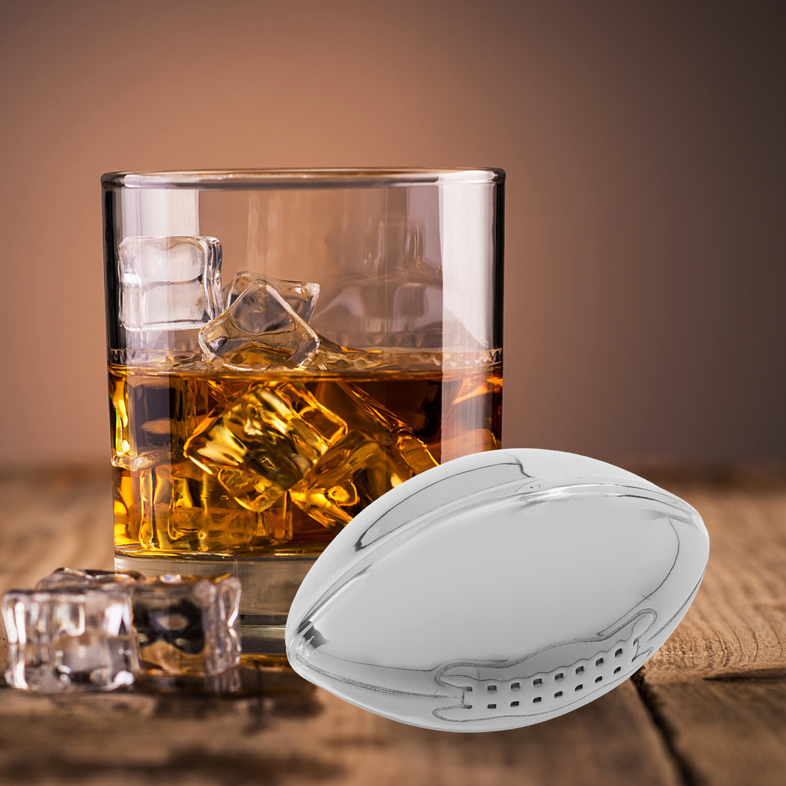 Wine Whiskey Beer - Stainless Steel Ice Cube Set Rugby