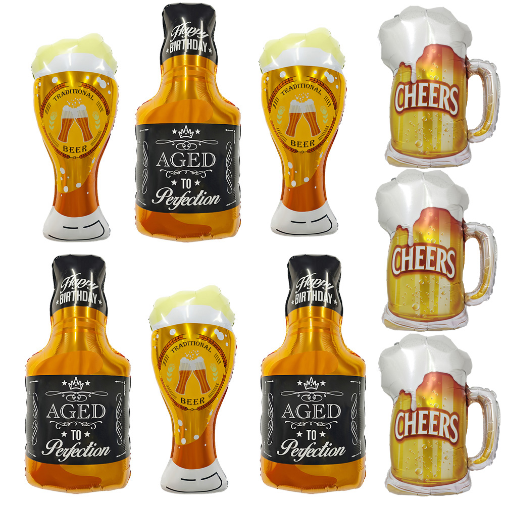 Wine Beer Spirits - 3 Whiskey Glasses, 3 Happy Beer