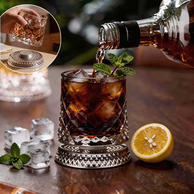 Wine Whiskey Beer - 280ml Rotate Whiskey Glasses with Glass