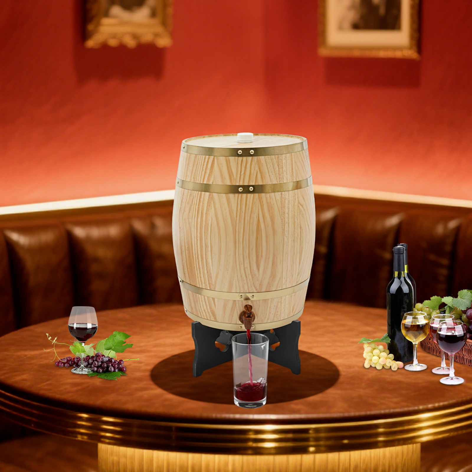 Wine Whiskey Beer - Wood Color Wine Barrel, 30L/7.93Gal Wood