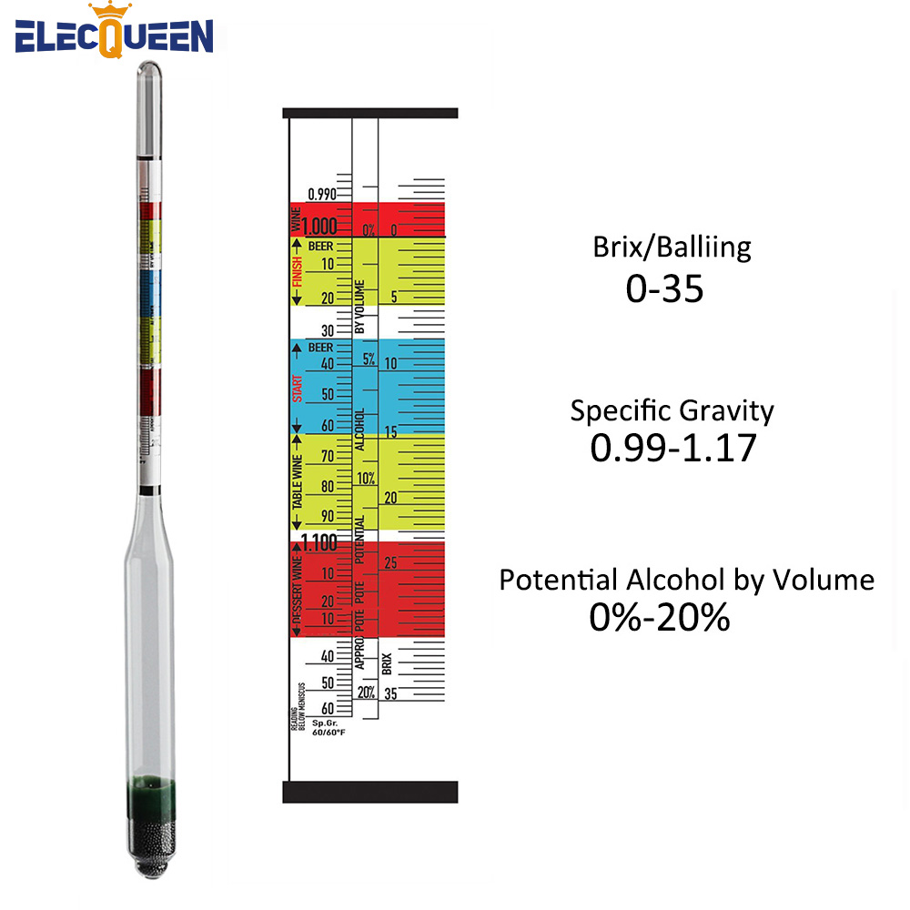 Wine Beer And Cider - 3 Scale Hydrometer For Wine Beer