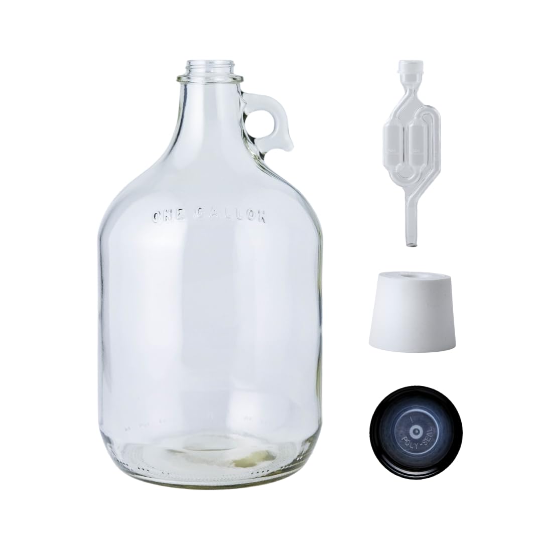 Wine Beer And Cider - 1 Gallon Glass Jug with Airlock