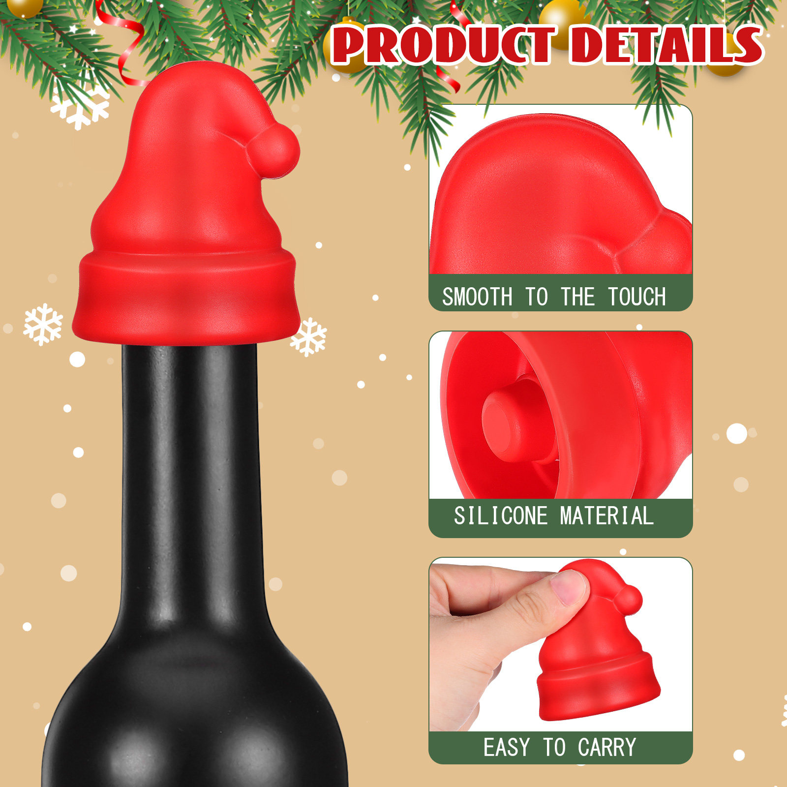 2Pcs Mini Santa Hat Wine Stopp - Wine Beer Hat บทวิจารณ์และราคา