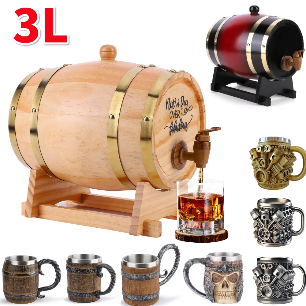 3L Wooden Whiskey Barrel with  - Wine Whiskey Beer บทวิจารณ์และราคา