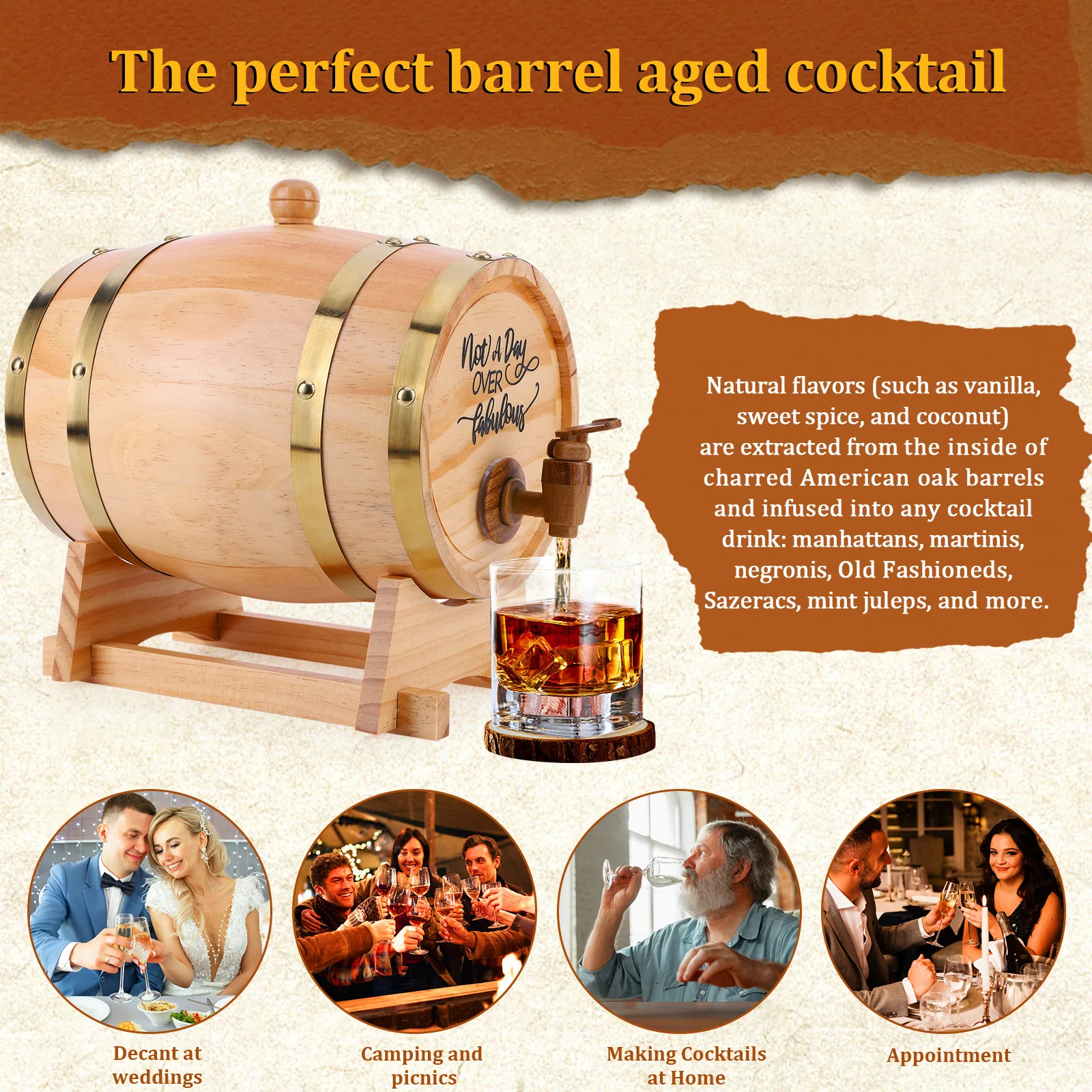 3L Wooden Whiskey Barrel with  - Wine Whiskey Beer บทวิจารณ์และราคา