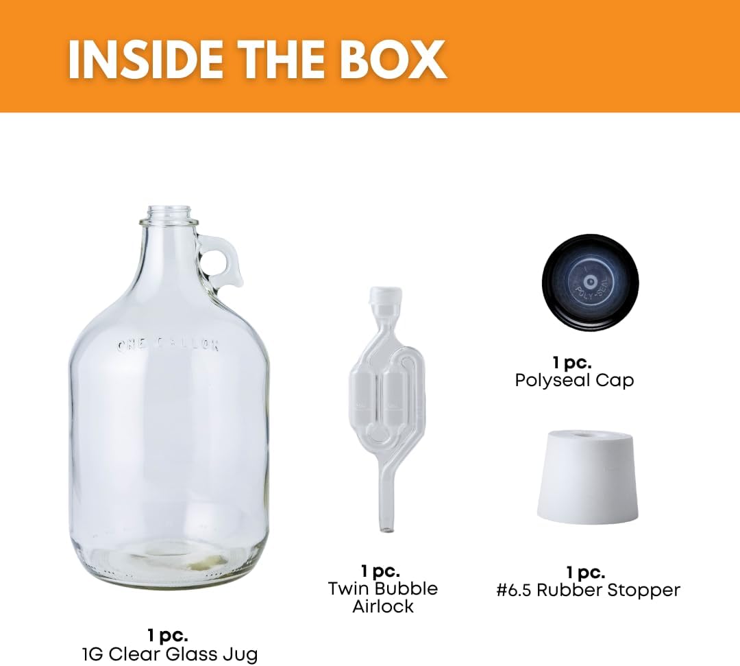 1 Gallon Glass Jug with Rubber - Wine Beer And Cider บทวิจารณ์และราคา