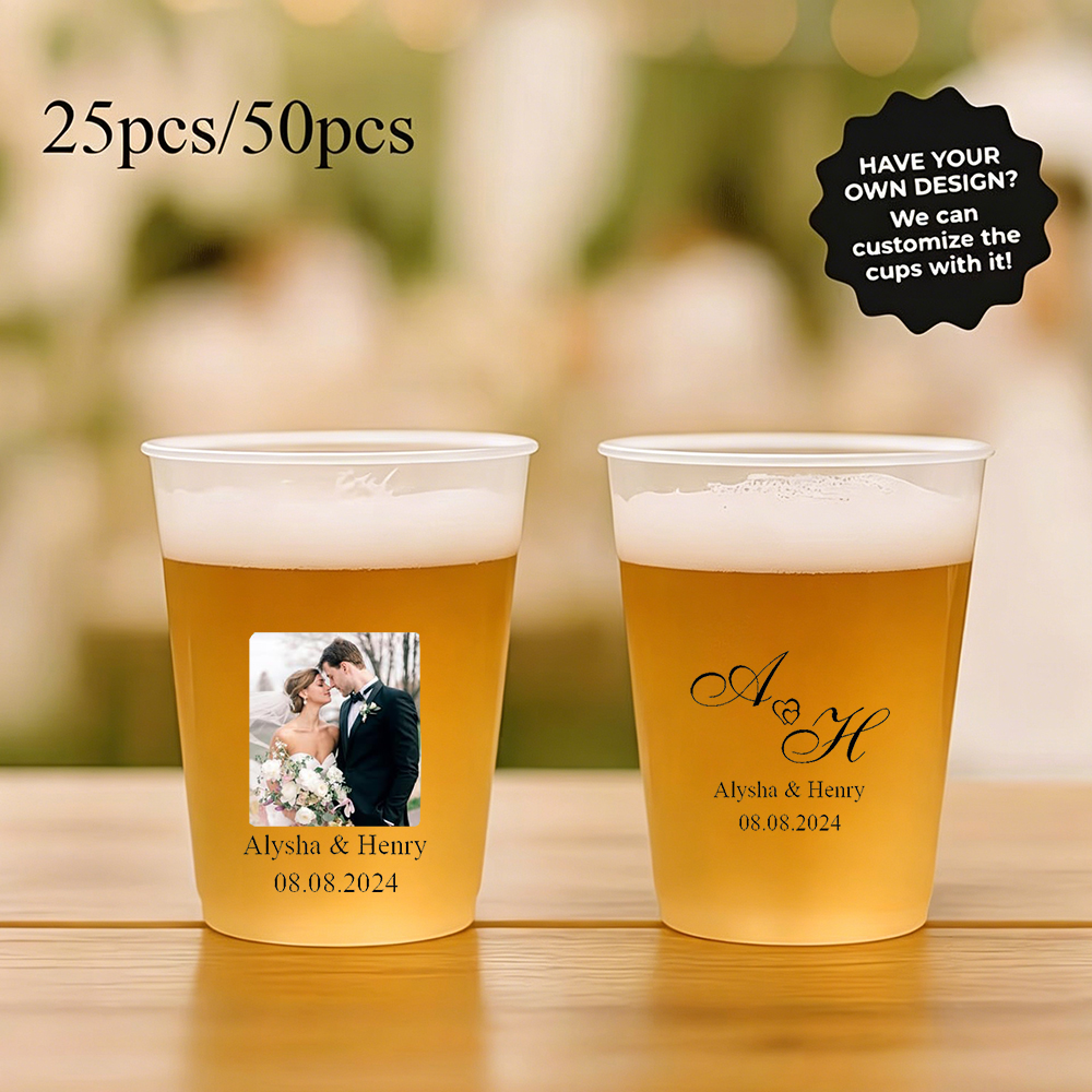 Custom Photo Name Wedding Plas - Wine In Beer Name บทวิจารณ์และราคา