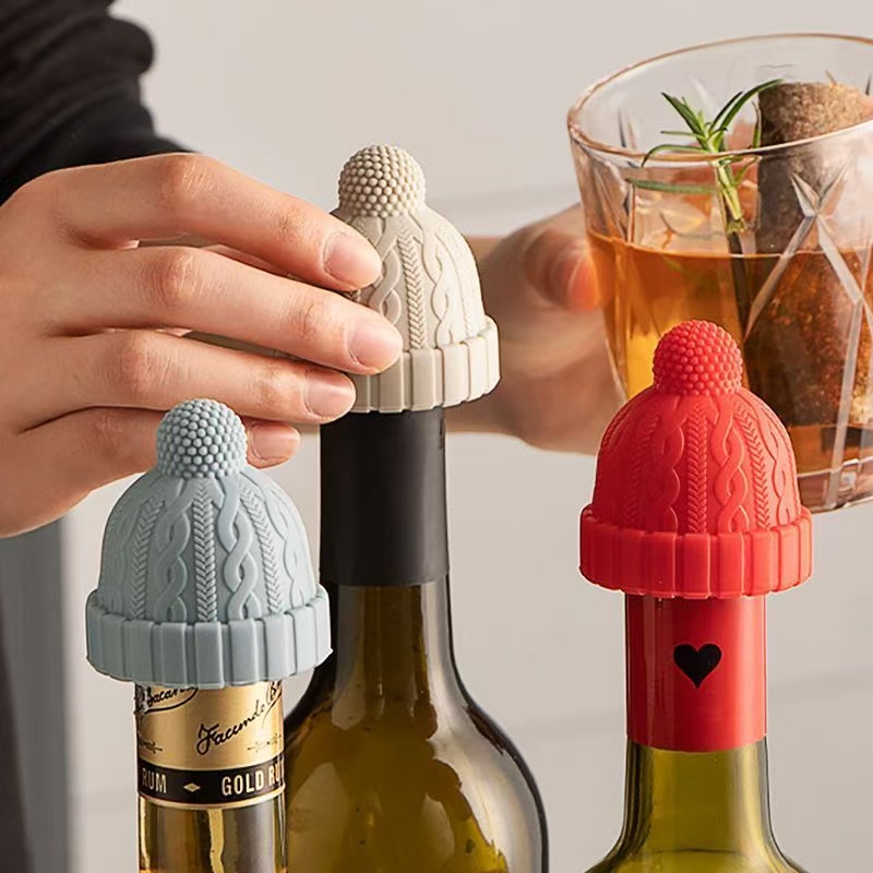 Cute Knit Hat Silicone Wine St - Wine Beer Hat บทวิจารณ์และราคา