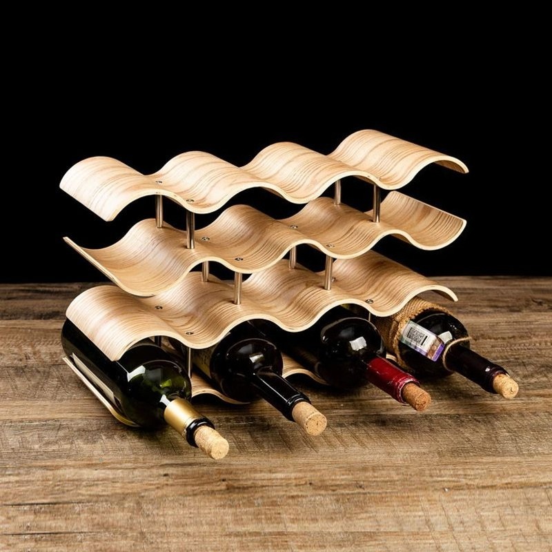 Wavy Wine Bottle Holders Woode - Wine Beer Rack บทวิจารณ์และราคา