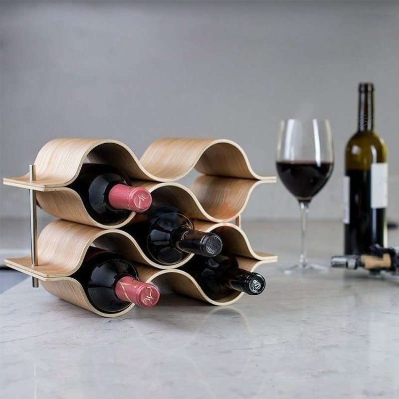 Wavy Wine Bottle Holders Woode - Wine Beer Rack บทวิจารณ์และราคา