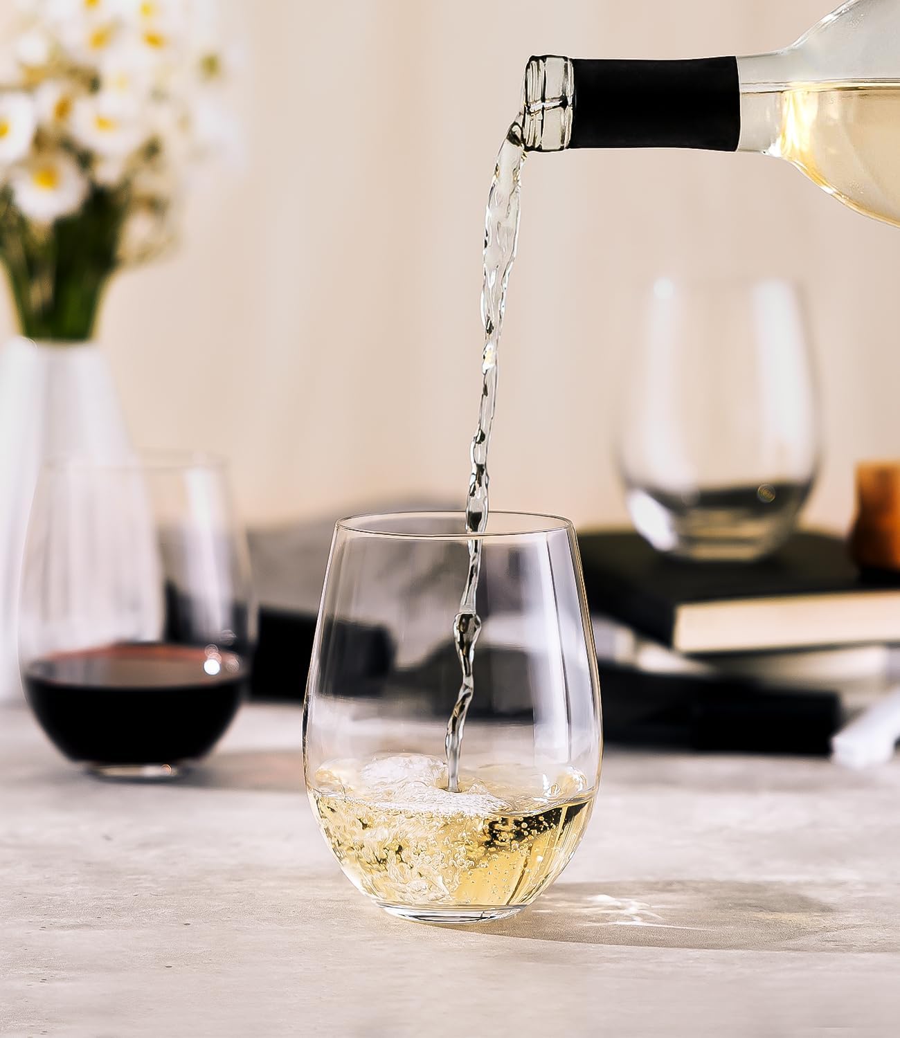 Stemless Wine Glasses Set of 4 - Wine Glass Set Crystal บทวิจารณ์และราคา