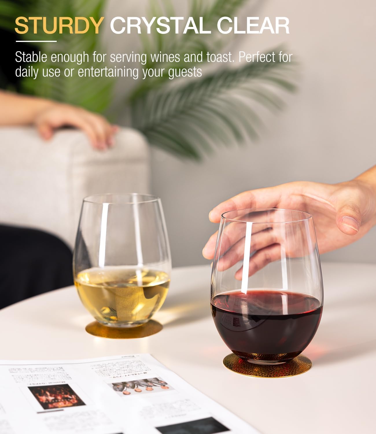 Stemless Wine Glasses Set of 4 - Wine Glass Set Crystal บทวิจารณ์และราคา