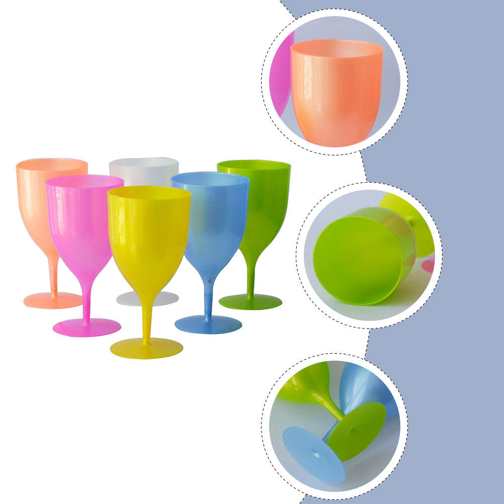 6Pcs Colorful Plastic Goblet S - Wine Whiskey Beer บทวิจารณ์และราคา