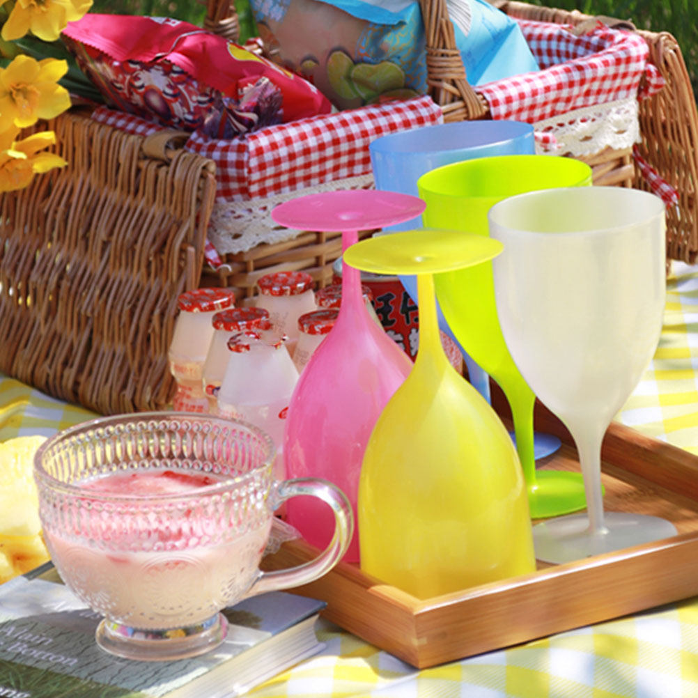 6Pcs Colorful Plastic Goblet S - Wine Whiskey Beer บทวิจารณ์และราคา