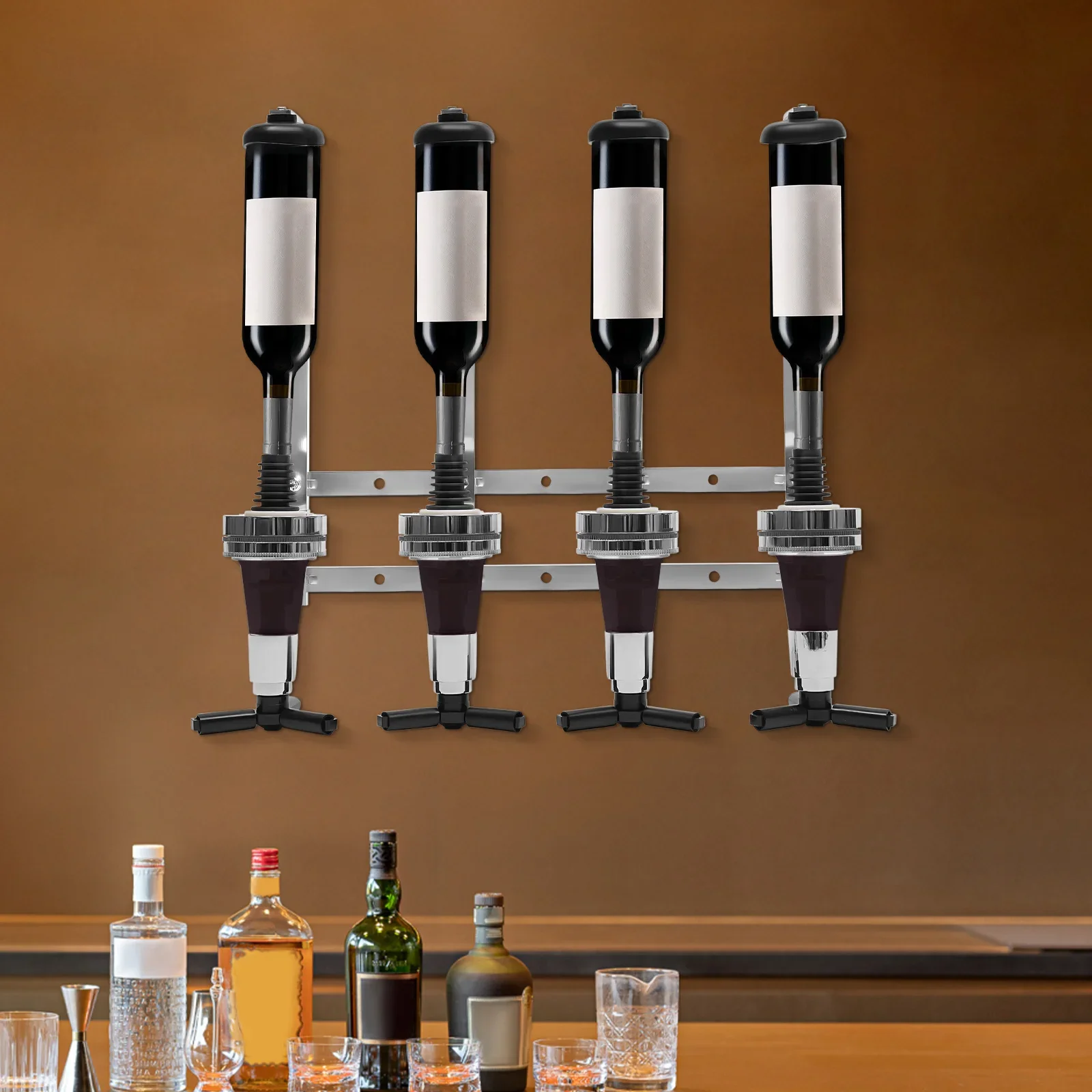 4-Bottle Wall Mount Liquor Dis - Wine Beer Rack บทวิจารณ์และราคา